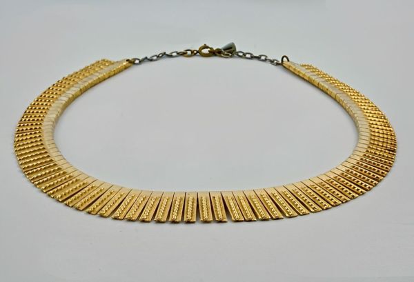 Gold Plated Egyptian Style Rope Design Collar Necklace circa 1970s